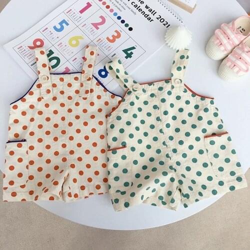 2021 Summer New Kids Overalls Dot Girls Shorts Korean Casual Children Clothes jumpsuits shorts for girls toddler girl jumpsuit