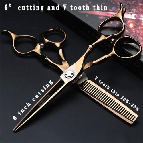 New Hair salon scissors 6 "phoenix tail scissors tooth scissors make a thin scissors hair stylist special hair scissors golden