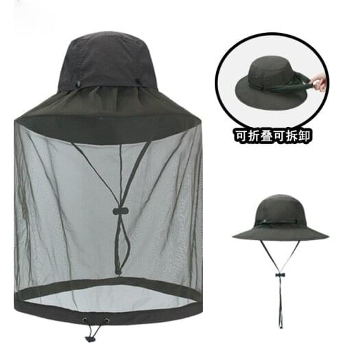 Summer Outdoor Anti Mosquito Quick Drying Protection Cycling Men and Women Basin Cap Net Sunscreen Solid Color Summer Vacation