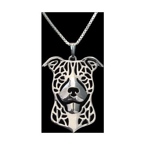 Wholesale cartoon Boho Chic Alloy pit bull terrier necklace dog pendant jewelry golden colors plated 12pcs/lot