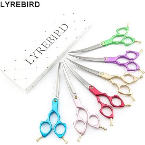 Professional Pet Dog Grooming Scissors Curve 6.5 Inch Curved Scissors Aviation Aluminum Handle Super Japan 440C Lyrebird NEW