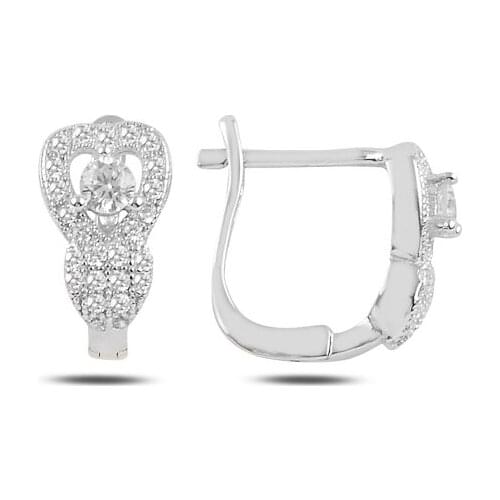 Silverlina Silver Zircon Stone J Earrings