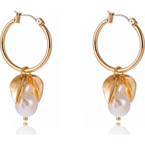 Korea Simple Personality Irregular Geometric Earrings Fashion Temperament Imitation Pearl Jewelry Girl Womens Accessories