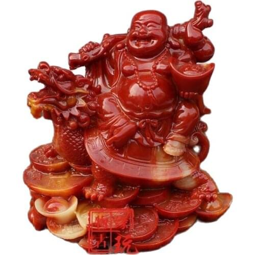 China Shoushan Stone Old Hand Carved Maitreya Buddha Statue