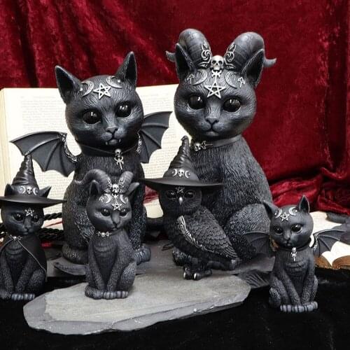 Cat Halloween Lawn Resin Desktop Ornament Funny Outdoor Garden Statue Figurine Halloween Decoration Dropship Home Decor