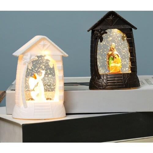 Holy Family Jesus Mary Joseph Religious Figurine Decoration, 5" Tall with Light
