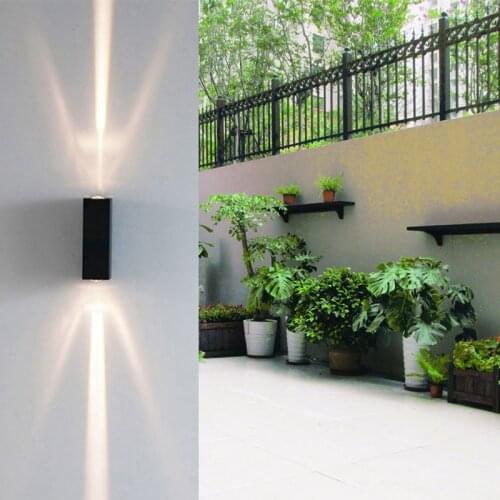 Waterproof Led Wall Lamp Outdoor Courtyard Aisle Balcony Indoor Hotel Rectangular Up and Down Decoration Wall Light Black
