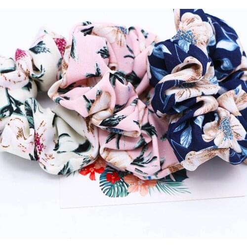 Q New Fashion Sweet Flowers Women Retro Scrunchie Summer Spring Elastic Hair Bands Rubber Bands Vintage Girls Accessories