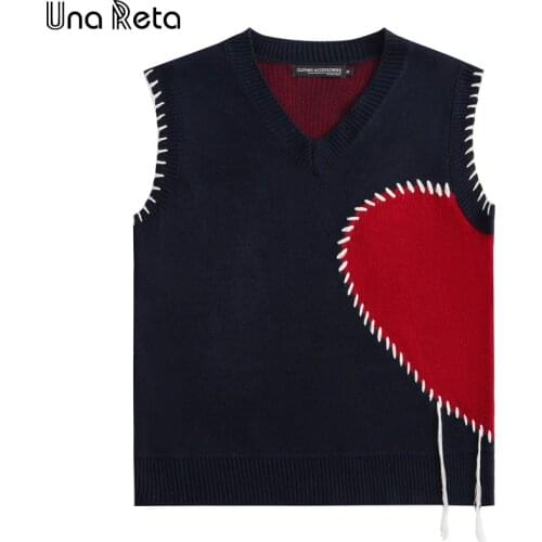 Una Reta Sweater Vest Men Autumn Winter Streetwear Mens Vests V Neck Pullover Sleeveless Knitted Sweater Harajuku Mens Sweater