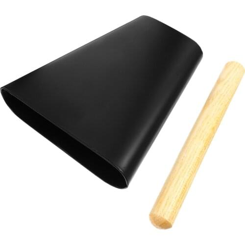 1 pc Cowbell With Beater Stick Black Metal 6 Inch Drumset Accessory Noise Maker Percussion Instrument Cow Bell for Sports Farm
