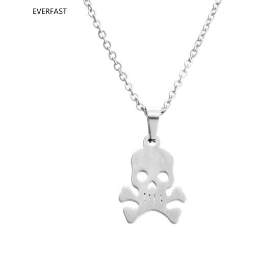 Everfast 1pc Pirates of the Caribbean Skeleton Skull Pendant Chokers Stainless Steel Necklaces Women Men Lucky Gift Jewelry