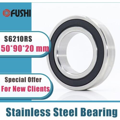 1PC S6210RS Bearing 50*90*20 mm ABEC-3 440C Stainless Steel S 6210RS Ball Bearings 6210 Stainless Steel Ball Bearing