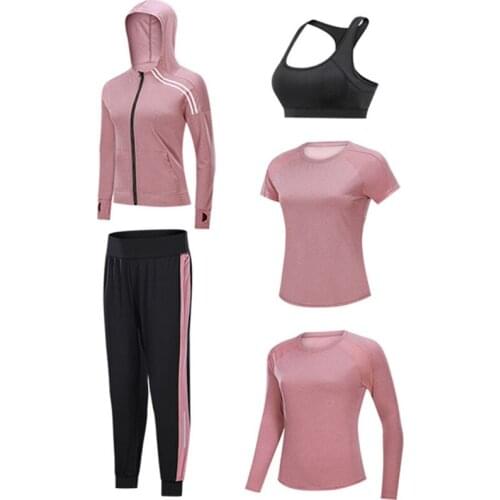 2/3/4/5 Pieces Yoga Sets Women Gym Fitness Long Sleeve Yoga Suit Workout Sport Seamless Sportswear Running Clothing