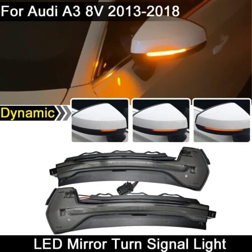 2Pcs For Audi A3 8V 2013-2018 LED Side Rearview Mirror Light Dynamic Amber Turn Signal Indicator Lamp