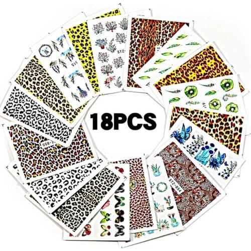 20 piece set of nail stickers leopard print watermark slider set of color polished stickers for nail art nail art accessories