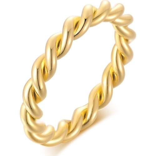 3mm Stainless Steel Rope Twist Rings for Women Stacked Fashion Finger Accessories