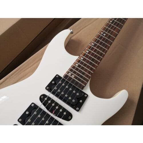 Custom 6 string white guitar, Ultra-thin basswood body ,tremolo bridge,HSH pickups,chrome button