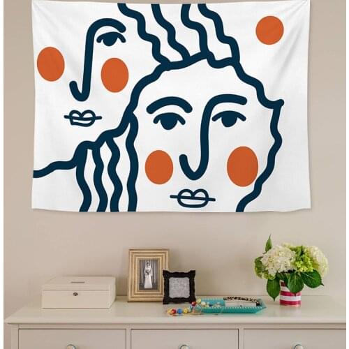Abstract Painting Wall Tapestry Boho Decor INS Cute Drawing Baby Kids Room Decor Women Psychedelic Throw Blanket Tapestries