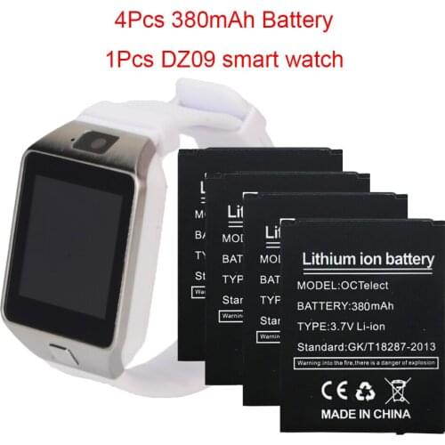 OCTelect 4PCS 380mAh High Quality SmartWatch battery For DZ09 Smart Watch Battery DZ09 smart watch in free
