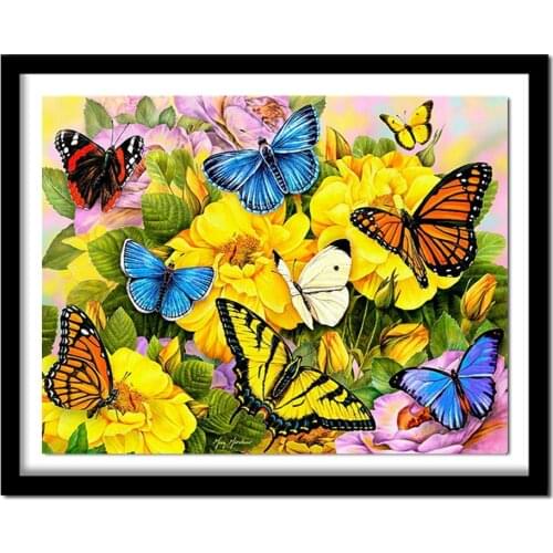 Diamond Embroidery Full Square Flowers Pattern Diamond Rhinestones Butterflies New Year Decoration Children Gift