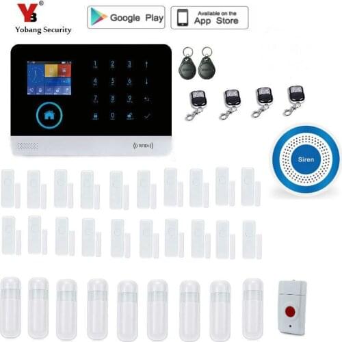 Yobang Security wireless WiFi GSM Alarm System , Compatible IOS Android APP Control, Touch Keyboard, Support 8 language Switch
