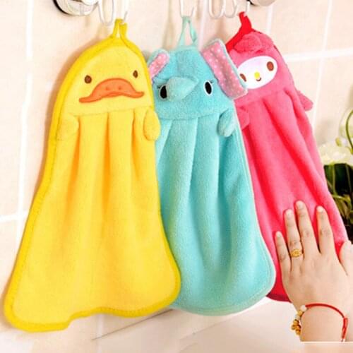Children Nursery Hand Towel Cartoon Animal Kitchen Bath Hanging Wipe Towel