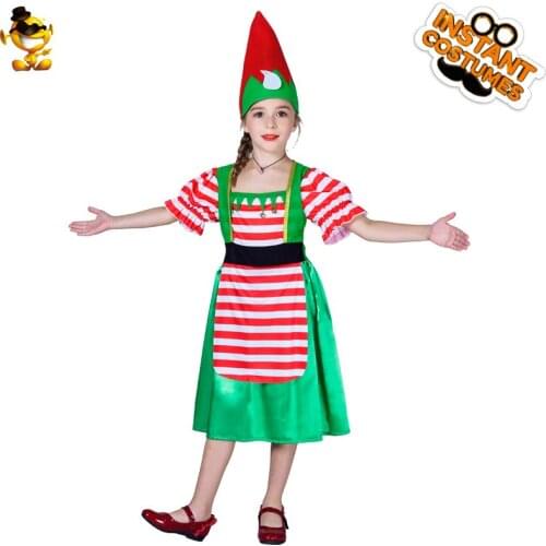 DSPLAY Kids Fashionable Christmas Girl Cute Fancy Dress New Design Santa Helper Dress up for Christmas Cosplay Costume