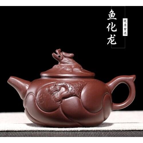 Purple mud fish, dragon shaped pot, all hand-made teapot, custom-made one generation hair anti-aging dragon pot