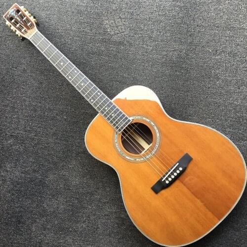 Fishbone binding ebony fretboard Parlor 00042 acoustic guitar 000-42 acoustic electric guitar solid cedar OOO 42 body acoustic