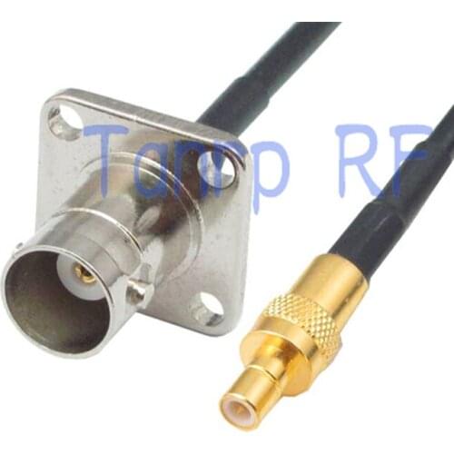 6in BNC female with 4 hole panel to SMB plug male RF connector adapter 15CM Pigtail coaxial jumper RG174 extension cord cable