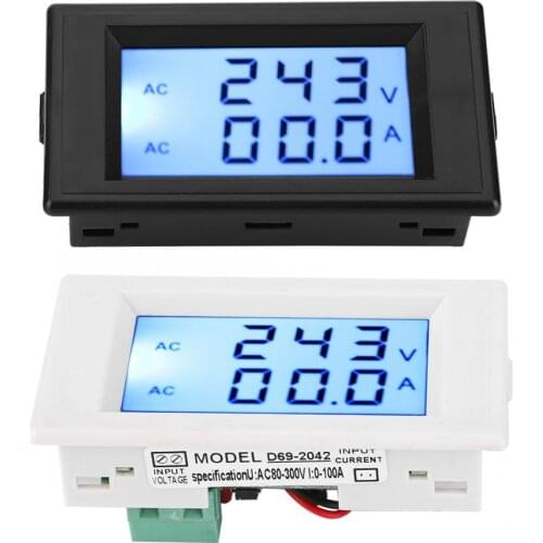 Current Meter D69-2042 Dual Display Voltmeter Ammeter AC80-300V 0-50A 0-100A with Current Transformer