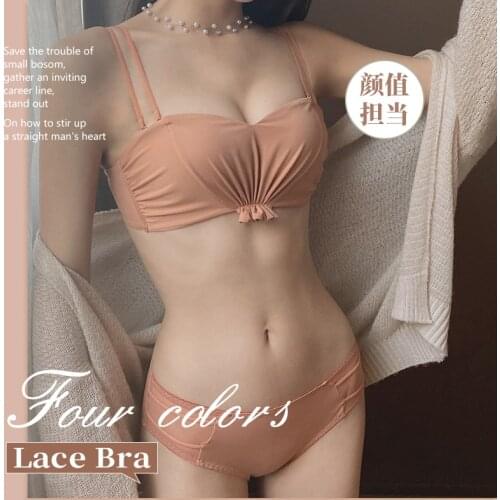 Women Bra Panties Set Ice silk sexy Push Up Bra Crop Top Seamless Underwear Fitness Active Bra Top Thongs Female Lingerie Set