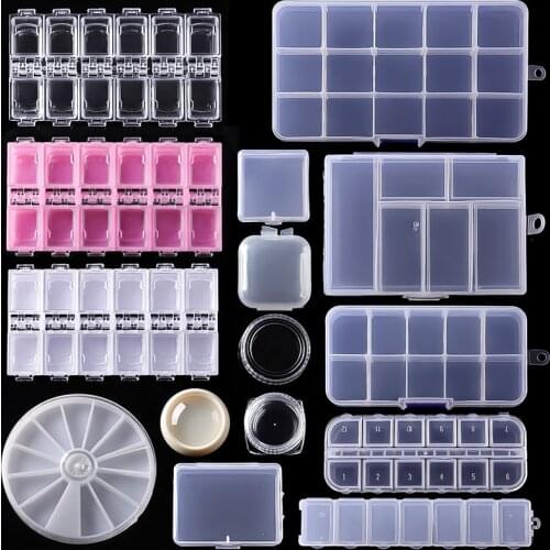 Nail Art Empty Storage Case Box Nail Glitter Rhinestone Crystal Bead Display Accessories Transparent Plastic Container