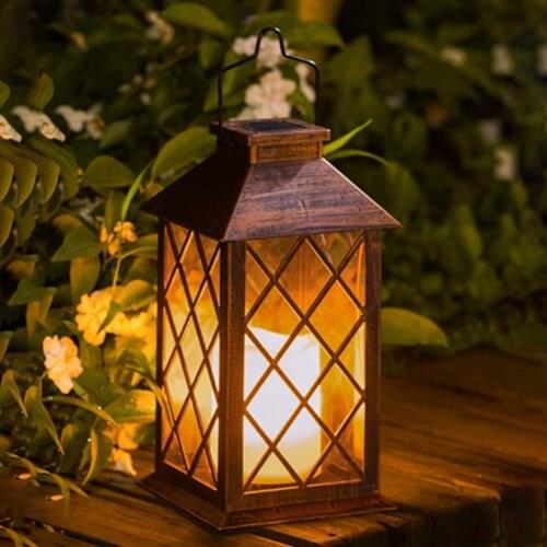 Creative LED Electronic Waterproof Solar Powered Candle Lantern Light Garden Hanging Lantern Flickering Flameless Candle Lights