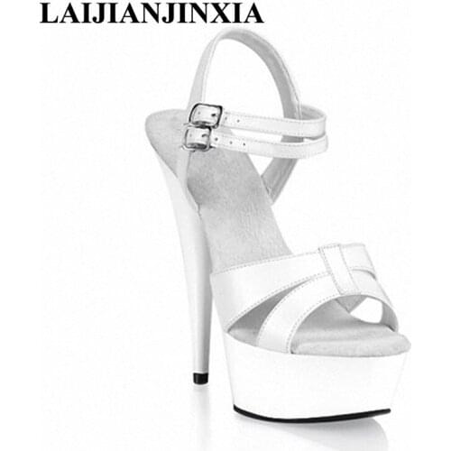 LAIJIANJINXIA Woman Summer Sexy 15cm High-heeled Strap Shoes Night Club Wedding Party Shoes Dancing Sandals Dance Pole Shoes