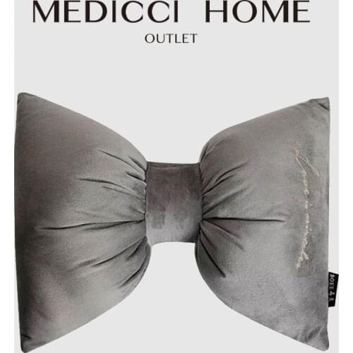 Medicci Home Cushion Cover Nordic Style Multicolor Velvet Cute Bow Tie Shaped Headrest Car Neck Pillow Waist Pillow Case 32x26cm