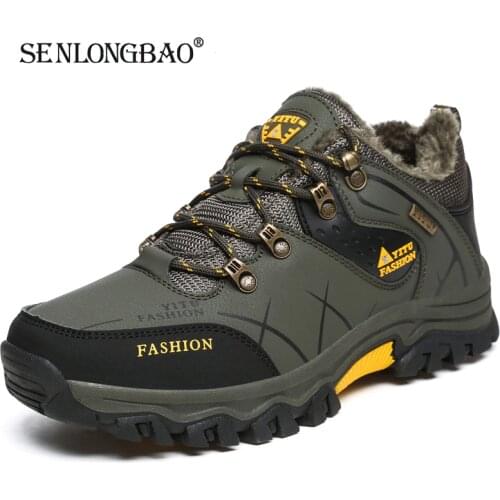 Winter Warm Plush Snow boots High Quality Waterproof Leather Men Boots Outdoor Rubber Lace-Up Ankle Boots Men Sneakers Size39-47
