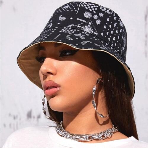 New Women Multi-pattern Cotton Fisherman Hat Fashion Double-sided Wearing Basin Hat for Shopping Commuting