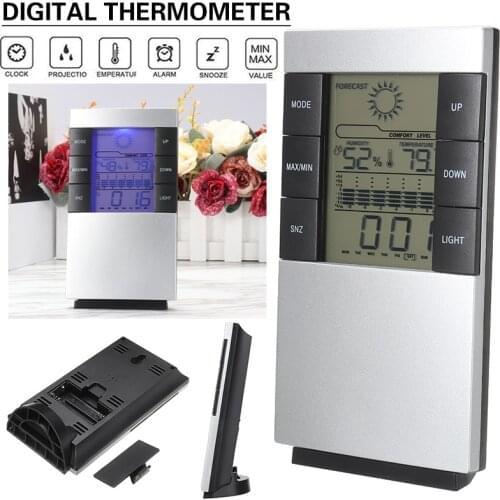 Newest LCD Digital Thermometer Hygrometer Sensitive Humidity Meter Room Indoor Multifunctional Calendar Temperature Alarme Clock