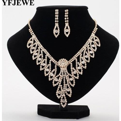 YFJEWE New Arrival Austrian Crystal Jewelry Sets Fashion Jewellery Bridal Wedding Party Necklace Earrings Sets for Women N352
