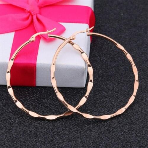 New Rose Gold High Quality Round Stud Earrings For Women Men Stainless Steel Exaggerated Stud Earrings Fashion Jewelry