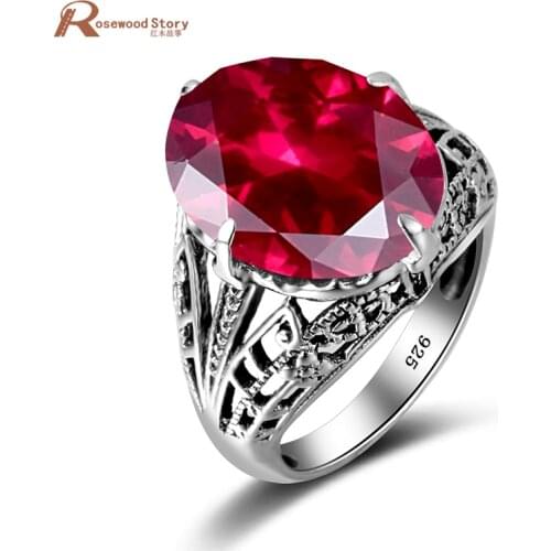 Princess Diana William Created Ruby Engagement Rings Real 925 Sterling Silver Cocktail Ring for Women Party Jewelry Fashion
