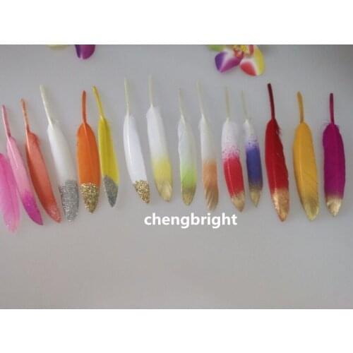 Wholesale 5pcs natural Goose feathers 4-6inch / 10-15cm Decorative diy Jewelry accessories Dazzling colors wedding apparel