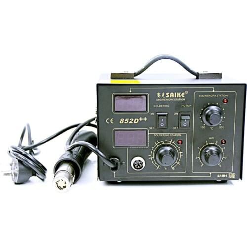 Dual Digital Display Hot Air Gun Desoldering Station SAIKE 852D++ 2 In 1 SMD Rework Station Hot Air Gun Soldering Station