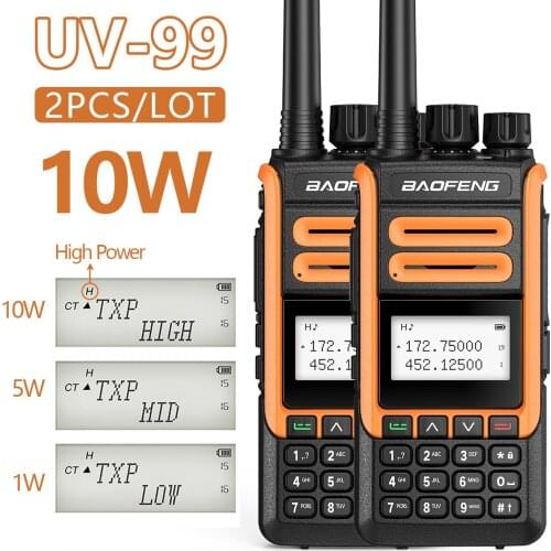 2pcs Baofeng UV-99 Walkie Talkie 10W High Power 8800mAh Ham Radios Dual band UHF VHF Transmitter Upgrade UV-5R Two Way Radio