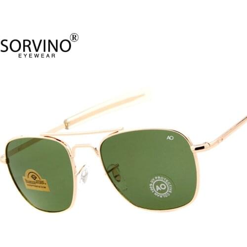 Vintage AO Sunglasses Luxury Brand Designer Sun Glasses Male American Army Military Optical Glass Lens Oculos De Sol Masculino