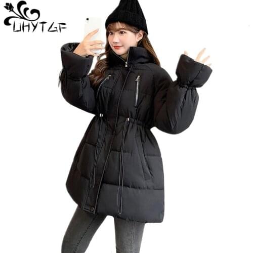 UHYTGF Cute girl winter cotton coat Korean wild loose plus size jacket long sleeve zipper casual warm students coats women 1254