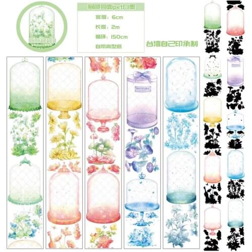 Vintage Plant Bottle3 Clear PET Tape for Card Making Bullet Journal DIY Scrapbooking Label Sticker