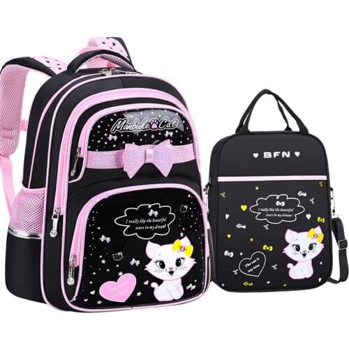 New Korean Style Cute Cat Waterproof Backpack Primary Casual Knapsack Girls School Bag Kids High Capacity Orthopaedic Backpacks