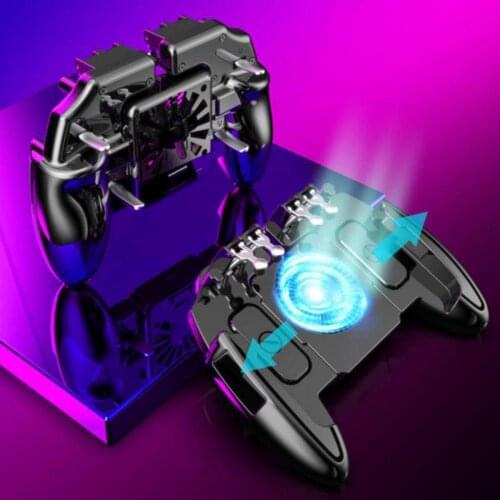 High Sensitivity Six Finger Cooling Fan Phone Game Controller Gamepad Shooting Trigger for PUBG Games Accessories